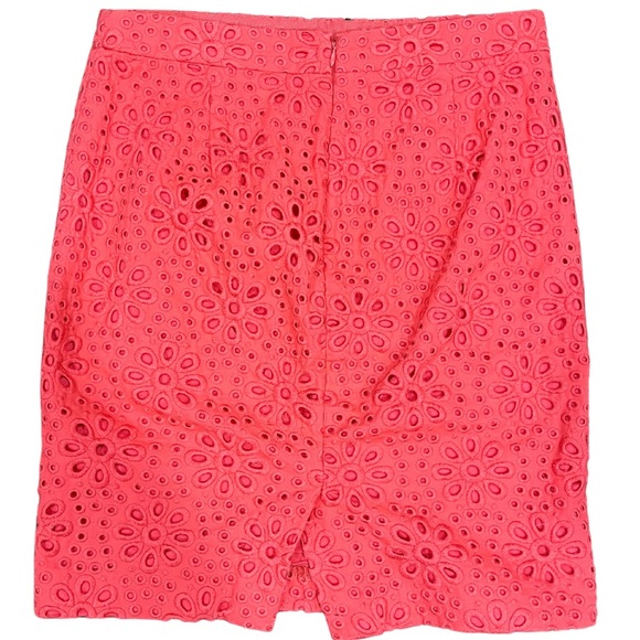 J. Crew Size 8P Coral Floral Pencil Skirt Knee Length - Picture 3 of 3